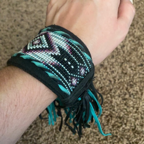 Custom Made Beaded Fringe Cuff - Picture 1 of 3